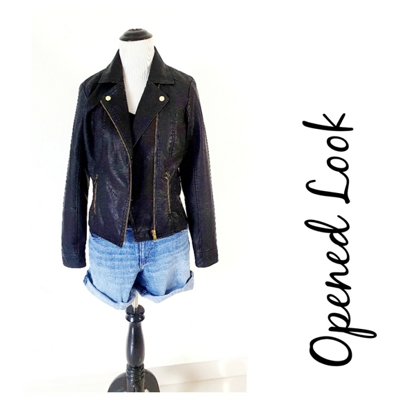 💥NWT- Faux Leather Black Jacket - Picture 5 of 12